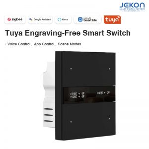 Tuya Engraving-Free Smart Switch with Motion Radar, Touch Display, App/Voice Control, 4 Gang