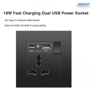 86-Type 18W Fast Charging Wall Socket with USB-A & Type-C, Universal 5-Hole Outlet, 3.1A