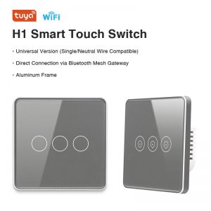 Tuya H1 WiFi Smart Touch Light Switch with Aluminum Frame, Single/Neutral Wire Compatible