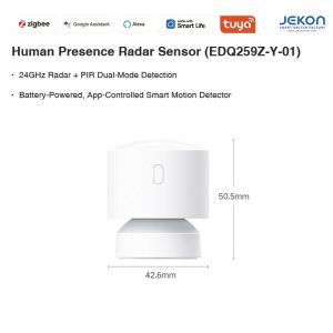Tuya Zigbee 3.0 24GHz Radar + PIR Dual-Mode Human Presence Sensor EDQ259Z-Y-01, Battery-Powered with App Control