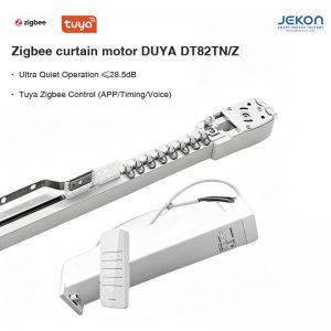 DUYA DT82TN/Z Tuya Zigbee Smart Curtain Motor, Ultra Quiet ≤28.5dB, with Heavy-Duty Aluminum Track & Remote