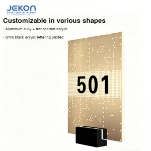 Customizable LED Acrylic Luminous Door Sign, Aluminum Alloy Base, Room Number Signage for Hotels
