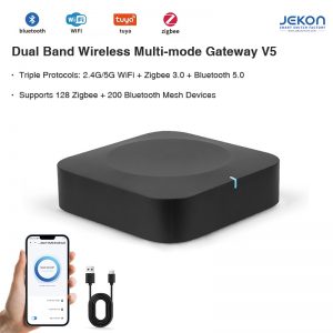 Tuya Smart Home Hub, Multi-Protocol Gateway with Zigbee/Bluetooth/WiFi, Type-C Powered, App Control