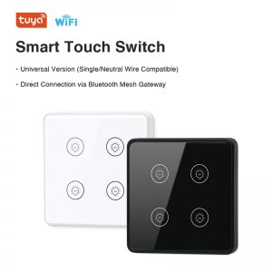 Tuya WiFi Smart Touch Light Switch, 1/2/3/4 Gang, Single/Neutral Wire Compatible, App & Voice Control