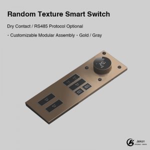 Customizable Modular Smart Switch, RS485/Dry Contact Protocol, Gold/Gray Texture, Wall Plate with Socket