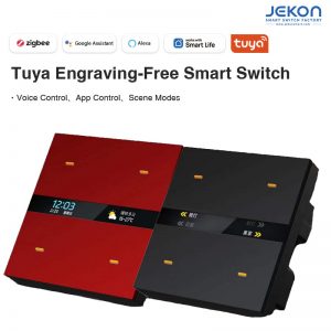 Tuya Engraving-Free Smart Switch with Display Screen, 4 Gang, Zigbee, Alexa/Google Assistant Compatible