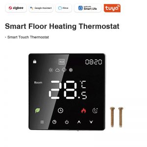 Tuya Zigbee Smart Floor Heating Thermostat, Touch Screen, App/Voice Control, Alexa/Google Compatible
