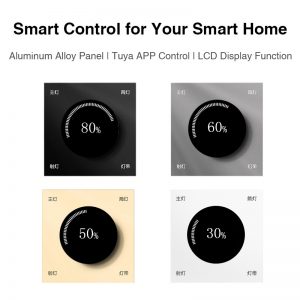 Smart Wall-Mounted Dimming Knob, Aluminum Alloy Panel, Tuya App Control, LCD Display, Supports Multi-Light Control