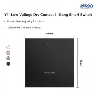 Y1 Low-Voltage Dry Contact 1 Gang Smart Touch Switch, DC12-24V, Custom Laser Engraving, Standard 86 Size for Hotel Weak-Current Systems