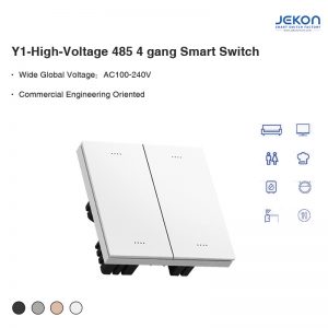 Y1 High-Voltage RS485 4 Gang Smart Wall Switch, AC100-240V Wide Voltage, Modbus Protocol, Compatible with Hotel Central Control Systems
