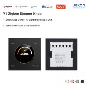 Y1 Tuya Zigbee 3.0 Smart Rotary Dimmer Knob, Standard 86 Size, AC110-250V Wide Voltage, Adjustable Brightness & CCT, Voice Control Alexa Google