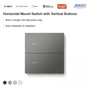 Tuya Zigbee 3.0 Horizontal Mount 6 Gang Smart Wall Switch With Vertical Buttons, Built-in Hongfa 16A High Power Relay, AC110-250V Wide Voltage, 4 Matte Colors Optional