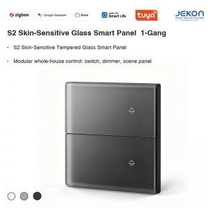S2 Tuya Zigbee Skin-Sensitive AG Tempered Glass 2 Gang Smart Touch Switch, Ultra Slim 8.5mm, AC110V-250V Wide Voltage, 5 Optional Colors Modular Dimmer & Scene Control