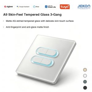 Silky Skin-Touch AG Frosted Glass Zigbee 3 Gang Smart Switch, Tuya App & Alexa Google Voice Control, Support LED/Incandescent/Fluorescent Lamps For Residential & Hotel Projects