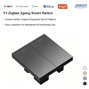 Matte Brushed Panel Zigbee 2 Gang Smart Switch, Tuya Smart Life Remote Control, Scene Linkage for Residential & Commercial Hotel Use
