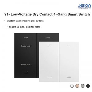 Y1 Low-Voltage Dry Contact 4 Gang Smart Touch Switch, DC12-24V, Custom Laser Engraving, Standard 86 Size for Hotel Weak-Current Systems
