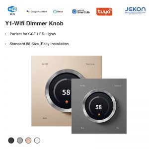 Y1 Tuya WiFi Smart Rotary Dimmer Knob, Standard 86 Size, AC110-250V Wide Voltage, CCT & Brightness Control, Voice Control with Alexa Google