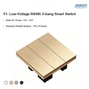 Y1 Low-Voltage RS485 3 Gang Smart Touch Switch, DC12-24V, Modbus-RTU Protocol, Seamless Compatible with Hotel RCU Weak-Current Control System