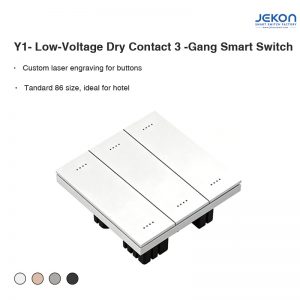 Y1 Low-Voltage Dry Contact 3 Gang Smart Switch, DC12-24V, Custom Laser Engraving, Standard 86 Size for Hotel Weak-Current Systems