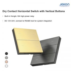 Dry Contact Horizontal Smart Wall Switch With Vertical Buttons, DC12V-24V Low Voltage Input, Built-in 16A Hongfa Relay, RS485 Bus Linkage With Central Control Host, 4 Matte Optional Colors