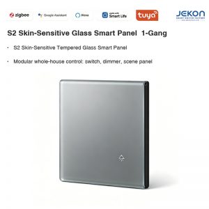 S2 Tuya Zigbee Skin-Sensitive AG Tempered Glass 1 Gang Smart Touch Switch, Ultra Slim 8.5mm, AC110V-250V Wide Voltage, 5 Optional Colors Modular Dimmer & Scene Control