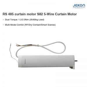 S82 RS485 5-Wire Smart Tubular Curtain Motor, Dual Torque 1.2Nm/2.0Nm Max 60kg Load, RS485 Bus Communication, RF/Dry Contact/Smart Scene Multi Control
