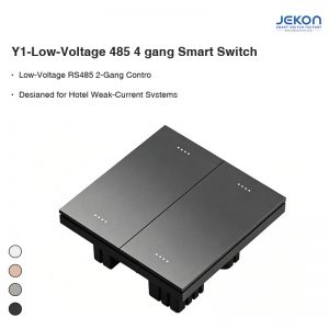Y1 Low-Voltage RS485 4 Gang Smart Touch Switch, DC12-24V, Modbus-RTU Protocol, Seamless Compatible with Hotel RCU Systems
