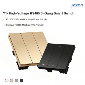 Y1 High-Voltage RS485 6 Gang Smart Wall Switch, AC110-250V Wide Voltage, Modbus-RTU Protocol, Compatible with Hotel RCU Systems