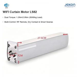LS82 Tuya WiFi Smart Tubular Curtain Motor, Dual Torque 1.2Nm/2.0Nm, Max 60kg Load, App/RF Remote/Dry Contact/Voice Smart Scene Control