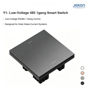 Matte Tempered Glass RS485 Low Voltage Smart Wall Switch, 4 Optional Panel Colors, Silent Touch, Stable Bus Communication for Hotel Projects