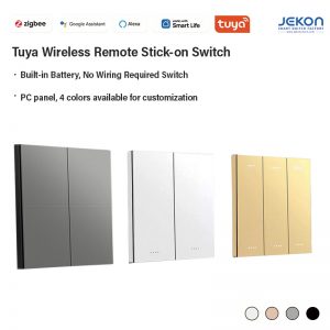 86 Type Tuya Zigbee Wireless Smart Stick-On Scene Switch No Wiring Required, Built-in CR2032 Battery, 2/3/4/6 Gang Optional, Custom Laser Engraving PC Panel, Work with Zigbee Gateway, Smart Life APP Scene Linkage Control for Curtain Light Motor, 4 Colors White/Champagne Gold/Grey/Black