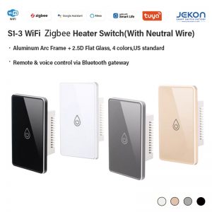 Tuya WiFi Zigbee Smart Heater Switch US Standard 20A High Power Touch Switch With Neutral Wire, 2.5D Glass Aluminum Alloy Frame Electric Floor Heating Wall Switch, Alexa Google Voice Control