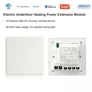 Smart Tuya WiFi Electric Underfloor Heating Power Extension Module, 90-240V AC 4000W 16A High Load Heating Power Amplifier Module, V0 Fireproof ABS+PC, Alexa Google Voice Control, EU Standard Wiring, Standard 86mm Wall Box For Floor Heating System