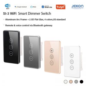 US Standard Tuya WiFi Zigbee Smart Dimmer Switch With Neutral Wire, 2.5D Tempered Glass Touch Light Dimmer Panel, Aluminum Alloy Frame, Alexa Google Home Voice Control LED Light Dimmer Wall Switch