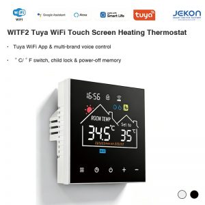 App Alexa Google Voice Control, 7-Day Programmable Timing, Child Lock, ℃/℉ Switch, Humidity Weather Display, Power-off Memory, Anti-freeze & Overheat Protection, Black White 2 Colors, 3M Temperature Probe Included