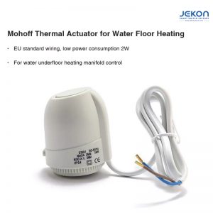 Mohoff 3703-NC Thermal Actuator Normally Closed 2W AC100-240V IP54 M30*1.5mm Thread ABS+PC V0 Flame Retardant Water Floor Heating Valve Actuator with Blue Indicator Ring EU Standard Wiring