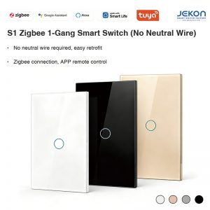 S1 US Standard 1-Gang Zigbee Smart Touch Switch Single Live Wire No Neutral Required, Zigbee Mesh Stable Connection 16A Max Load 5-300W, Tempered Glass Touch Panel, Alexa Google Assistant Voice Control, Tuya Smart Life APP Remote Control, Easy Retrofit For Old House Renovation