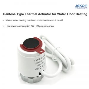 TWA-A-NC Danfoss Style Thermal Actuator 2W AC100-240V IP41 Normally Closed Thermal Head for Water Floor Heating Manifold M30*1.5mm Thread ABS+PC V0 Flame Retardant Housing