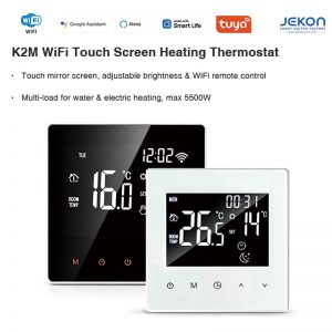 7-Day Programmable Mirror Touch WiFi Heating Thermostat, Tuya Smart Life App & Voice Control, Adjustable Display Brightness For Residential & Hotel Heating Engineering