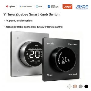 Tuya Zigbee WiFi 3‑in‑1 Smart Knob Panel Dimmer Thermostat PC Flame‑Retardant Panel 110‑250V AC LCD Display Knob Control Smart Home Climate & Light Control Switch